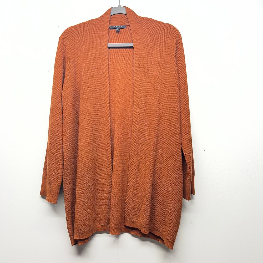 Cyrus Open Front Long Line Cardigan Sweater Womens 1X Casual Work Travel Capsule